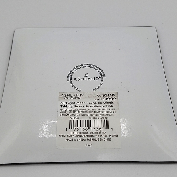 NWT Halloween Midnight Moon Black Cat & Moon Glass Tabletop Plate by Ashland - Picture 2 of 2